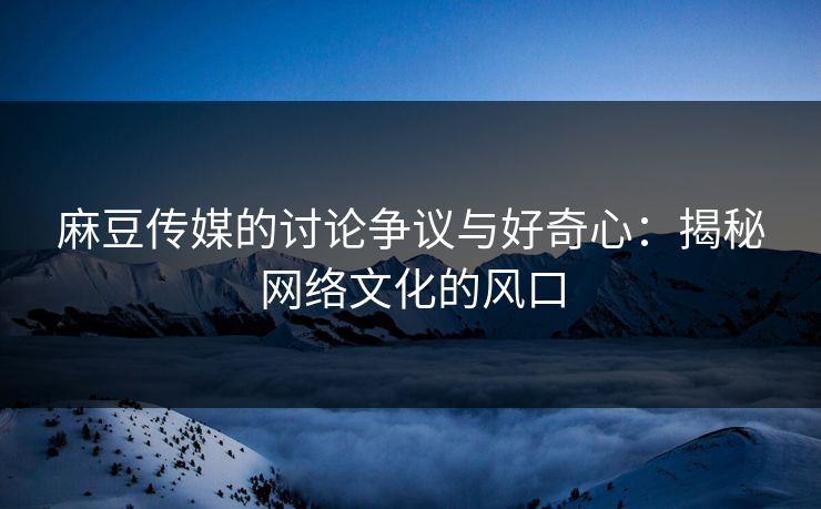麻豆传媒的讨论争议与好奇心：揭秘网络文化的风口