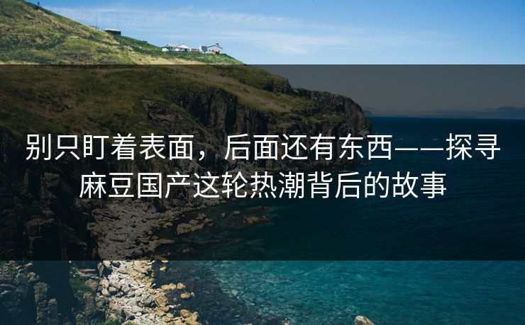 别只盯着表面,后面还有东西——探寻麻豆国产这轮热潮背后的故事